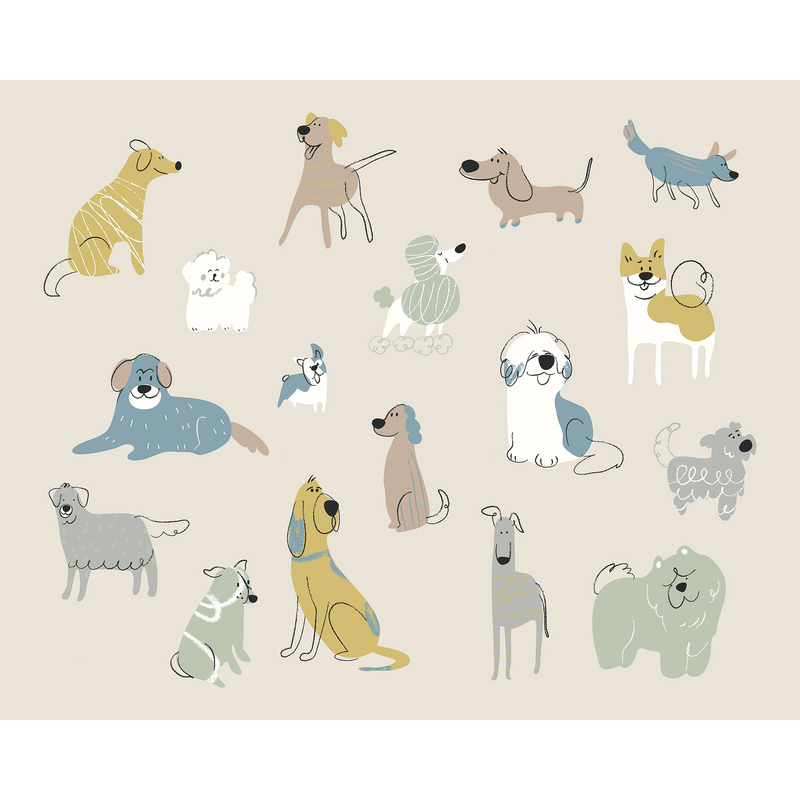 Happy Dogs Warm Grey Mural (Large) by Origin Murals