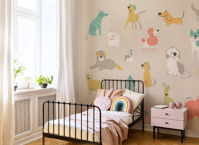 Happy Dogs Citrus Gold Mural (Medium) by Origin Murals