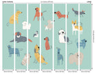 Happy Dogs Teal Blue Mural (Large) by Origin Murals