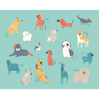 Happy Dogs Teal Blue Mural (Medium) by Origin Murals