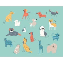 Happy Dogs Teal Blue Mural (Medium) by Origin Murals