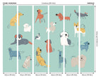 Happy Dogs Teal Blue Mural (Medium) by Origin Murals