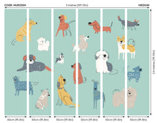 Happy Dogs Teal Blue Mural (Medium) by Origin Murals