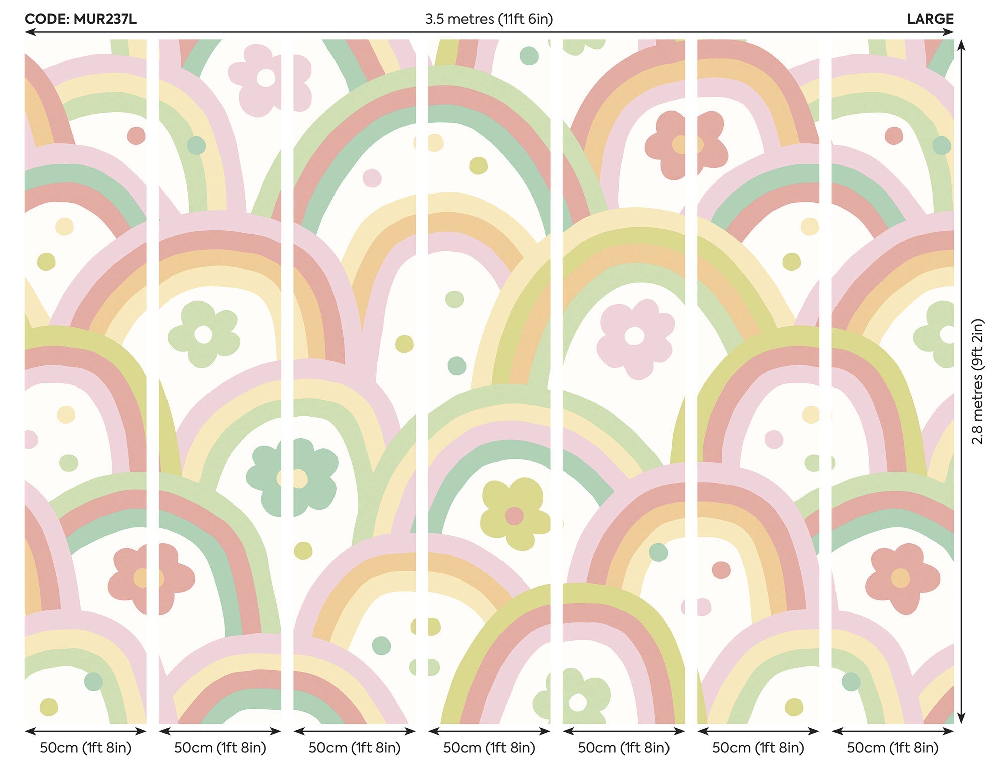 Rainbow Wobble Apple Green Mural (Large) by Origin Murals