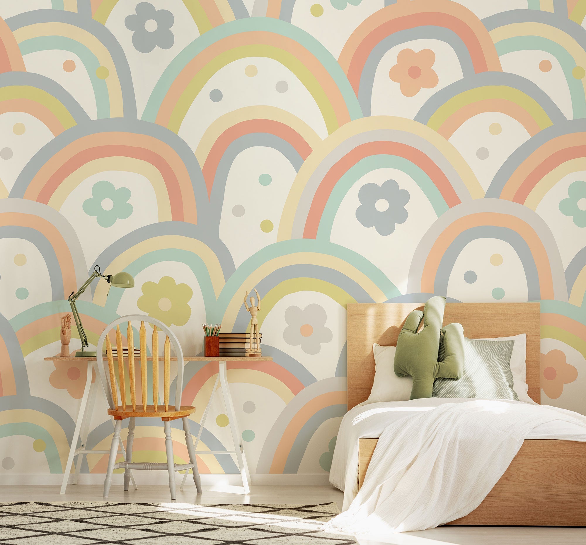 Rainbow Wobble Warm Grey Mural (Large) by Origin Murals