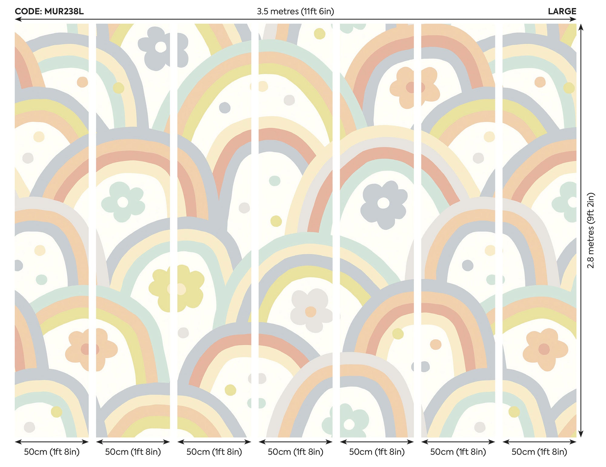 Rainbow Wobble Warm Grey Mural (Large) by Origin Murals