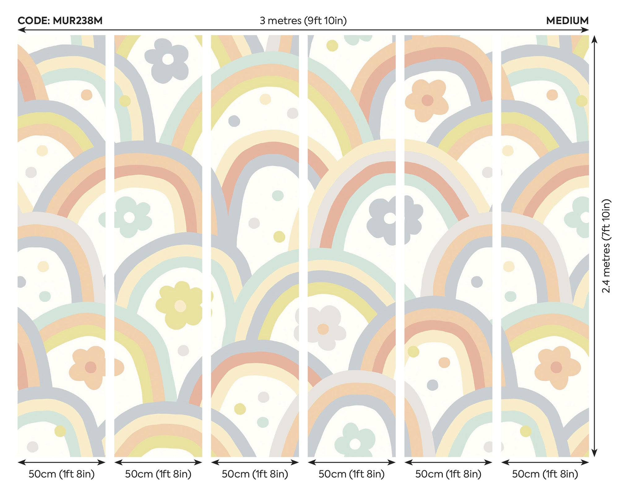 Rainbow Wobble Warm Grey Mural (Medium) by Origin Murals