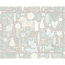 Scandi Forest Animals Warm Grey Mural (Medium) by Origin Murals