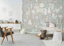 Scandi Forest Animals Warm Grey Mural (Medium) by Origin Murals