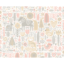 Scandi Forest Animals Blush Pink & Grey Mural (Medium) by Origin Murals