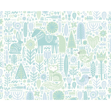 Scandi Forest Animals Teal Blue Mural (Large) by Origin Murals