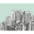 Urban City Skyscrapers Mint Green Mural (Medium) by Origin Murals