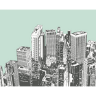 Urban City Skyscrapers Mint Green Mural (Medium) by Origin Murals