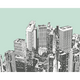 Urban City Skyscrapers Mint Green Mural (Medium) by Origin Murals