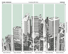 Urban City Skyscrapers Mint Green Mural (Medium) by Origin Murals
