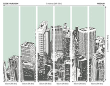 Urban City Skyscrapers Mint Green Mural (Medium) by Origin Murals