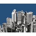 Urban City Skyscrapers Navy Blue Mural (Large) by Origin Murals