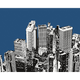 Urban City Skyscrapers Navy Blue Mural (Large) by Origin Murals