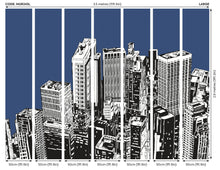 Urban City Skyscrapers Navy Blue Mural (Large) by Origin Murals