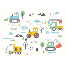 Tractors And Diggers Yellow Gold Mural (Medium) by Origin Murals
