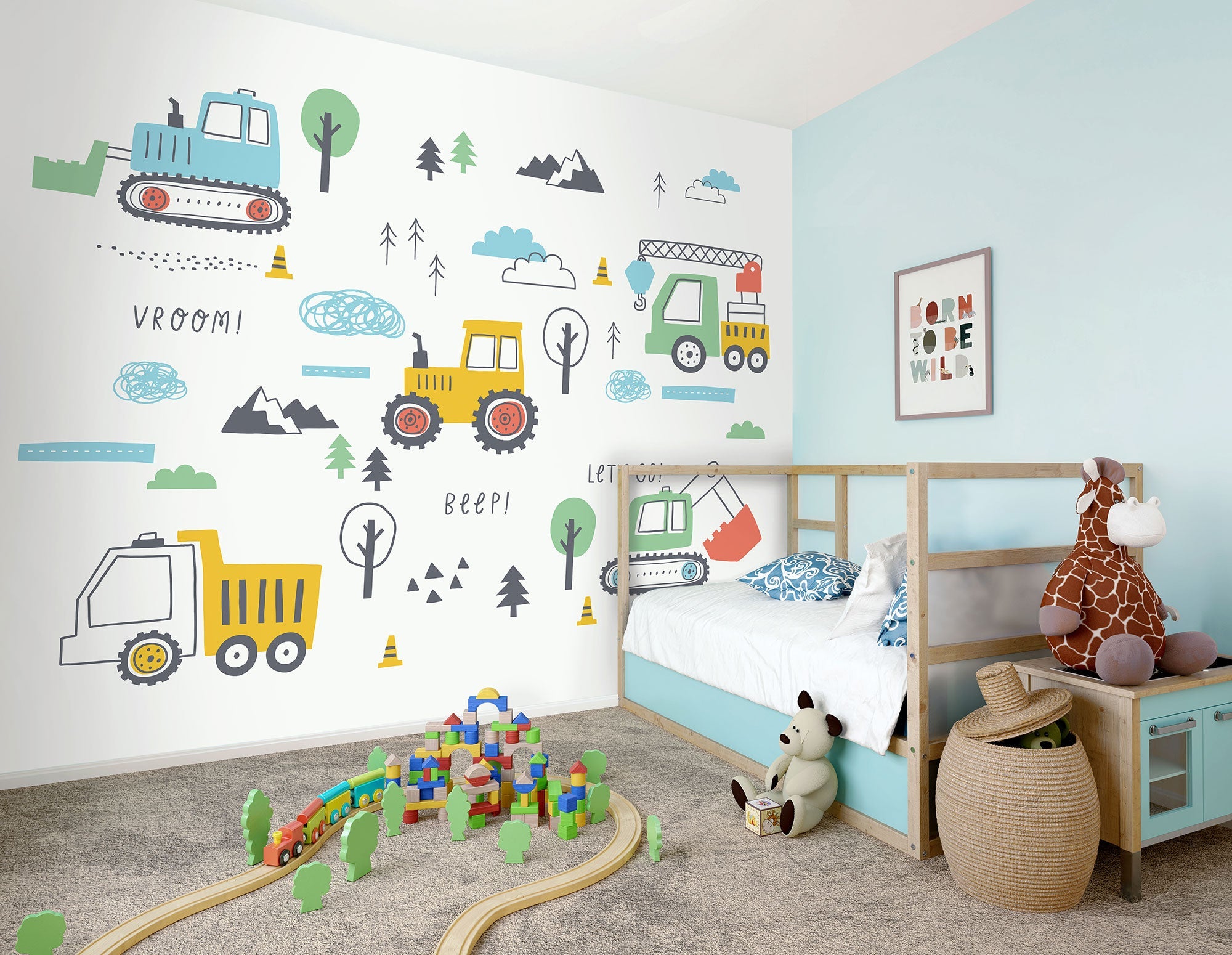 Tractors And Diggers Yellow Gold Mural (Medium) by Origin Murals