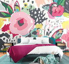 Abstract Floral Raspberry Pink Mural (Large) by Origin Murals