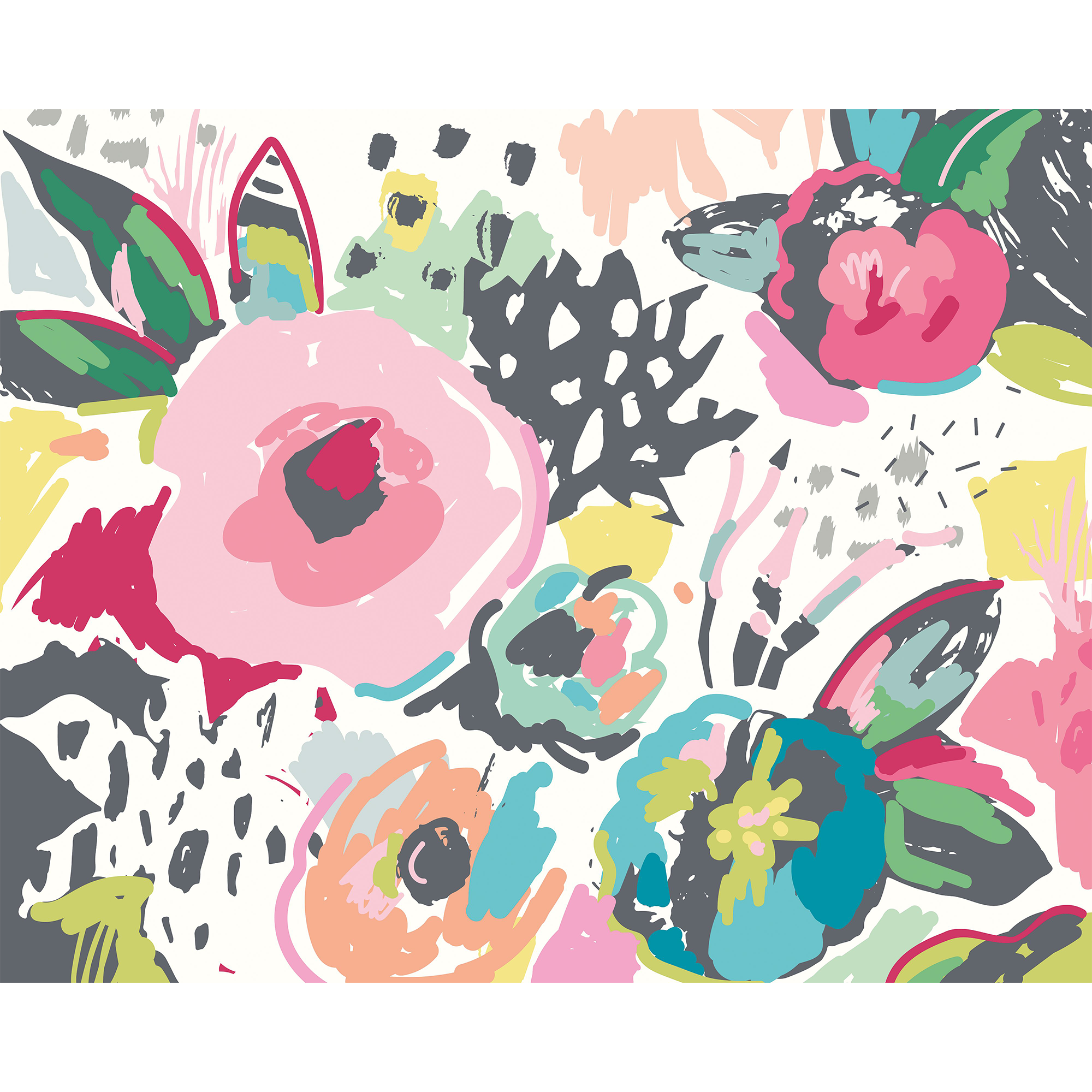 Abstract Floral Raspberry Pink Mural (Medium) by Origin Murals