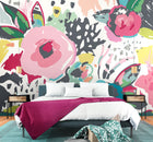 Abstract Floral Raspberry Pink Mural (Medium) by Origin Murals