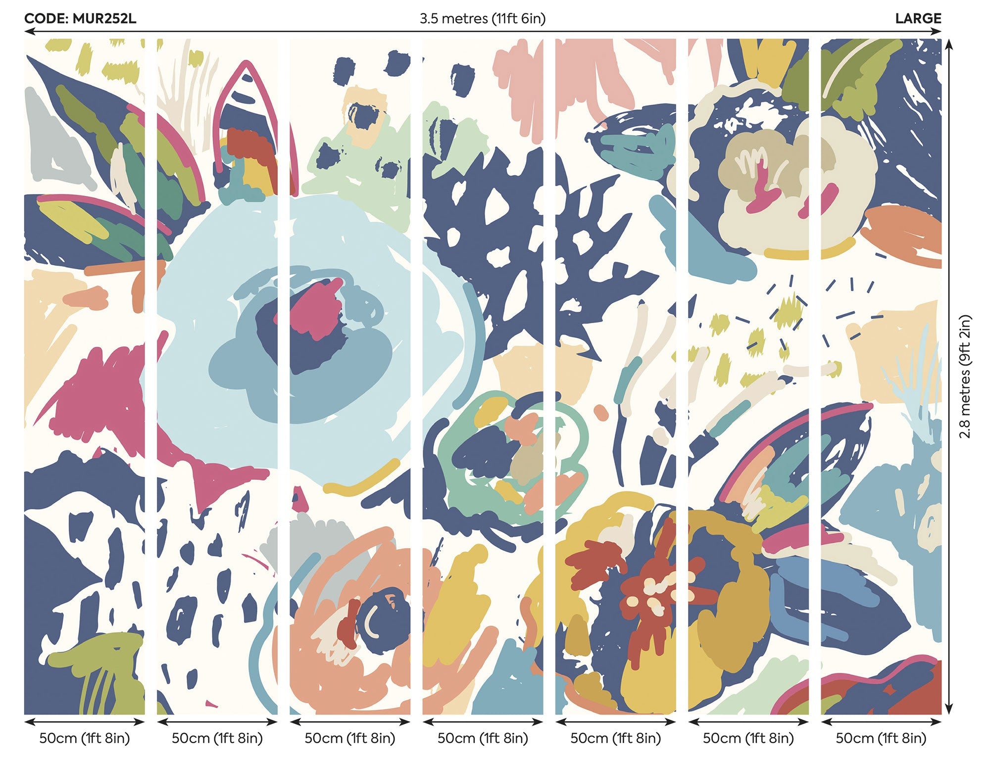 Abstract Floral Navy Blue Mural (Large) by Origin Murals