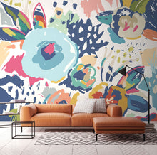 Abstract Floral Navy Blue Mural (Medium) by Origin Murals
