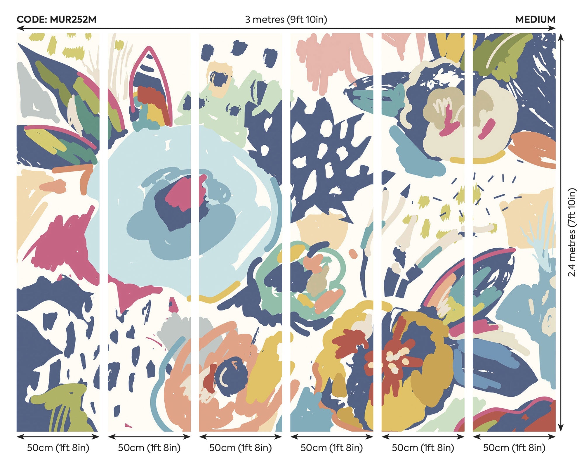 Abstract Floral Navy Blue Mural (Medium) by Origin Murals