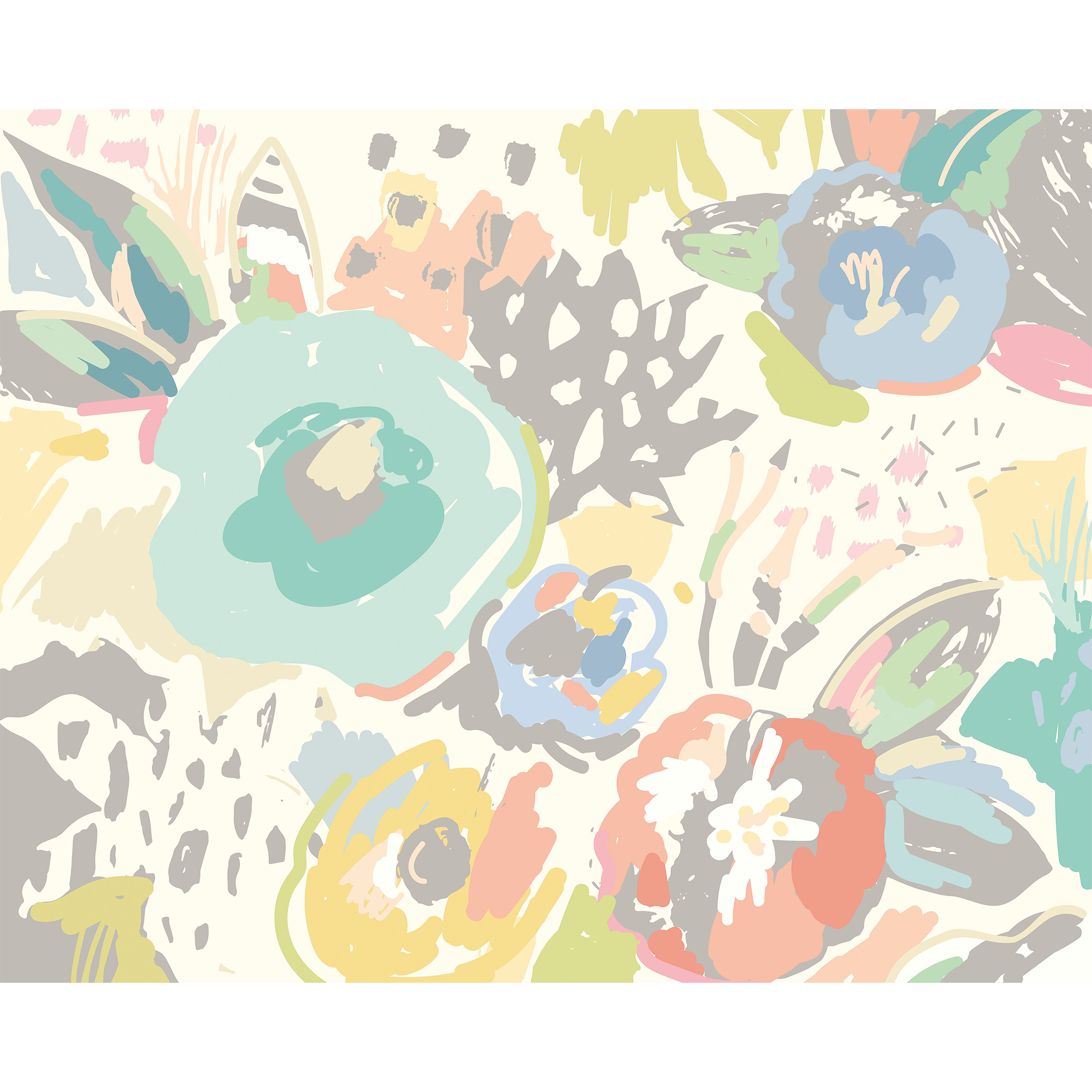 Abstract Floral Pastel Blue Mural (Large) by Origin Murals