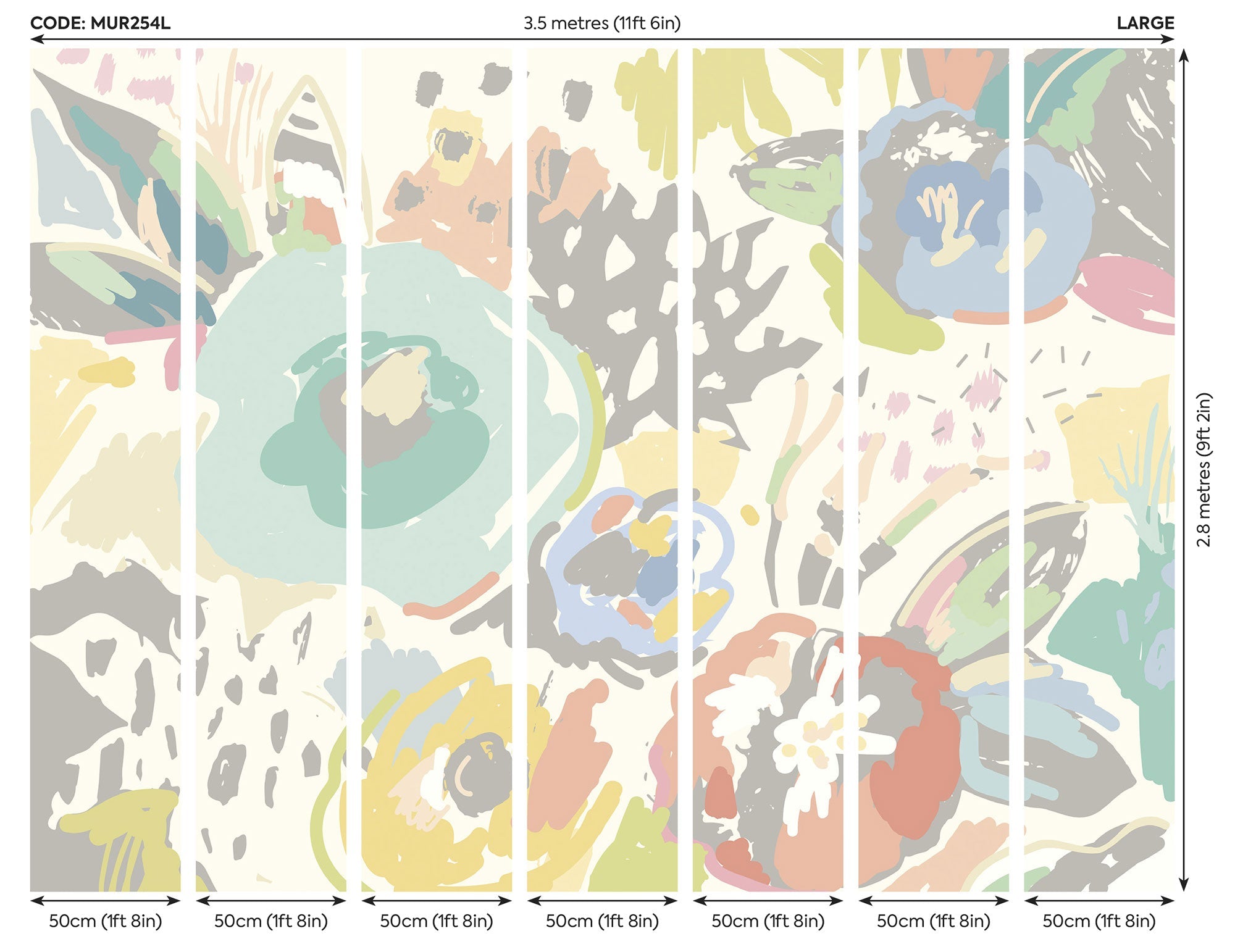 Abstract Floral Pastel Blue Mural (Large) by Origin Murals