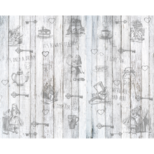 Alice In Wonderland Vintage Wood White Mural (Medium) by Origin Murals