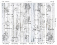 Alice In Wonderland Vintage Wood White Mural (Medium) by Origin Murals