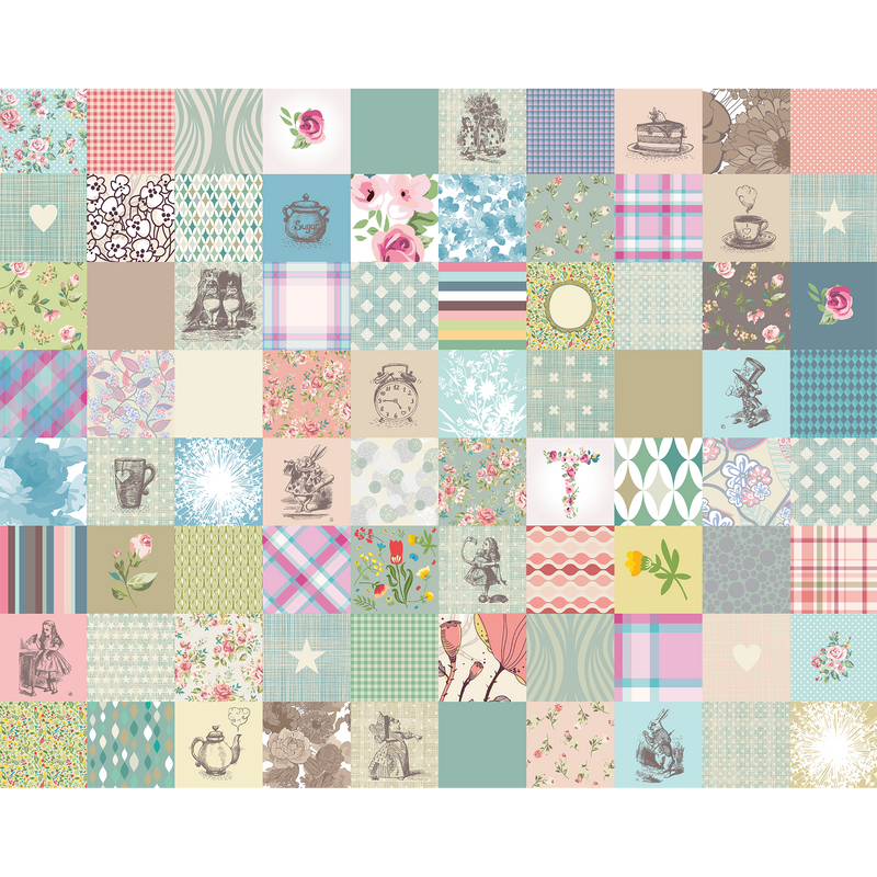 Alice In Wonderland Patchwork Multi Mural (Large) by Origin Murals