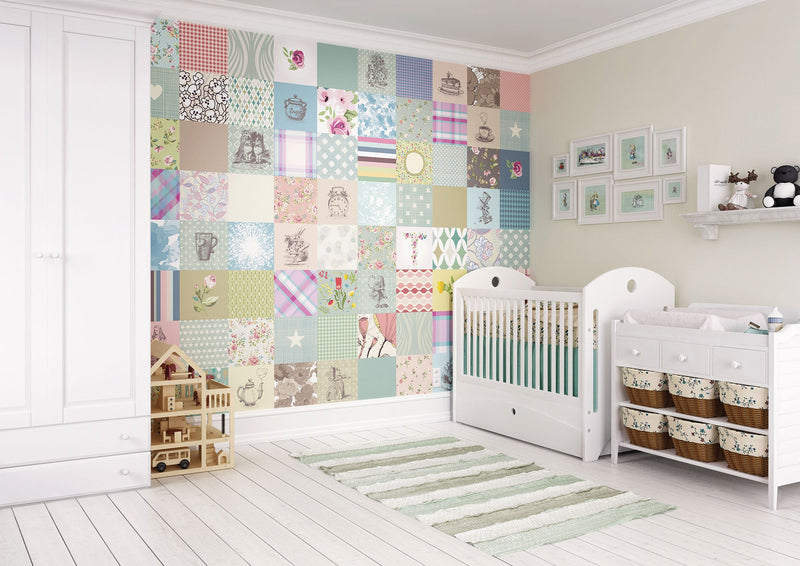 Alice In Wonderland Patchwork Multi Mural (Large) by Origin Murals