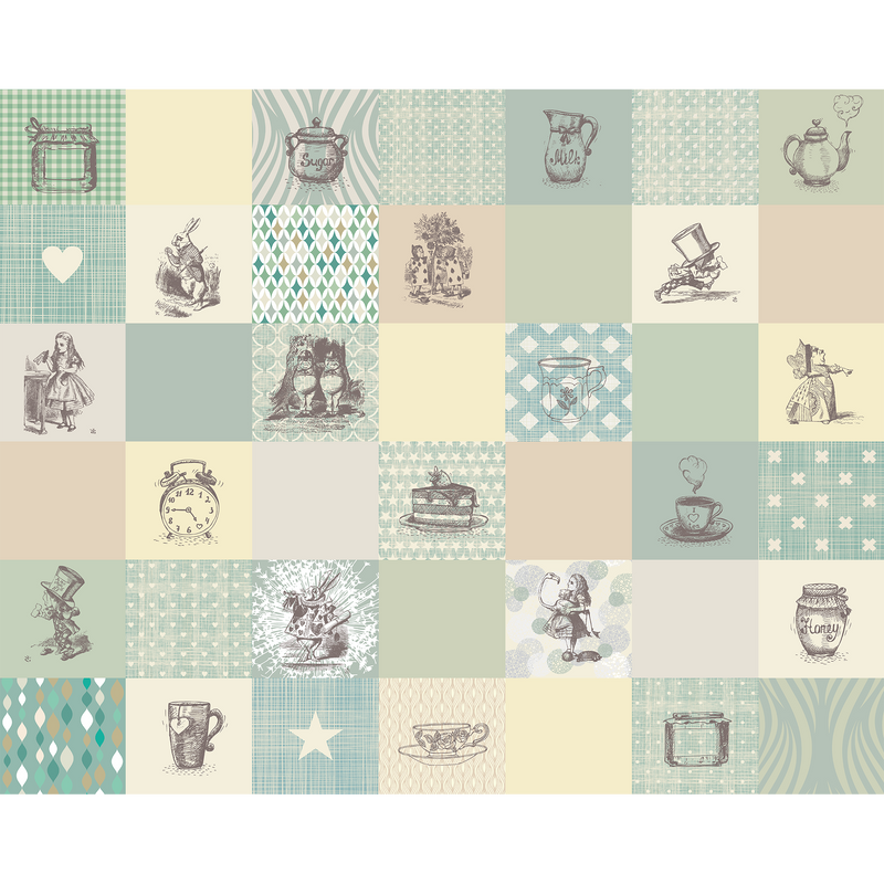 Alice In Wonderland Retro Illustrations Natural Mural (Medium) by Origin Murals
