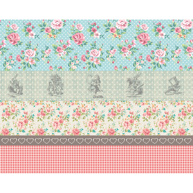 Alice In Wonderland Cottage Core Patterns Multi Mural (Large) by Origin Murals