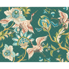 Cranes In Flight Green Mural (Large) by Origin Murals
