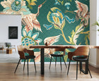Cranes In Flight Green Mural (Large) by Origin Murals