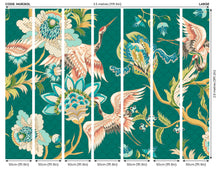 Cranes In Flight Green Mural (Large) by Origin Murals