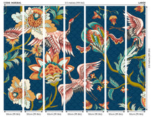 Cranes In Flight Navy Blue Mural (Large) by Origin Murals