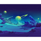 Space Landscape Blue Mural (Large) by Origin Murals