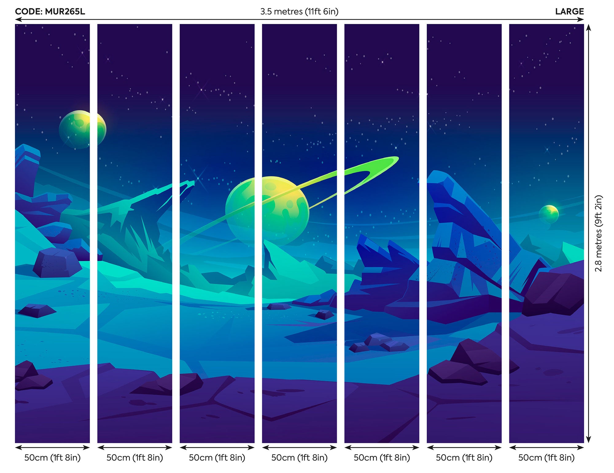 Space Landscape Blue Mural (Large) by Origin Murals