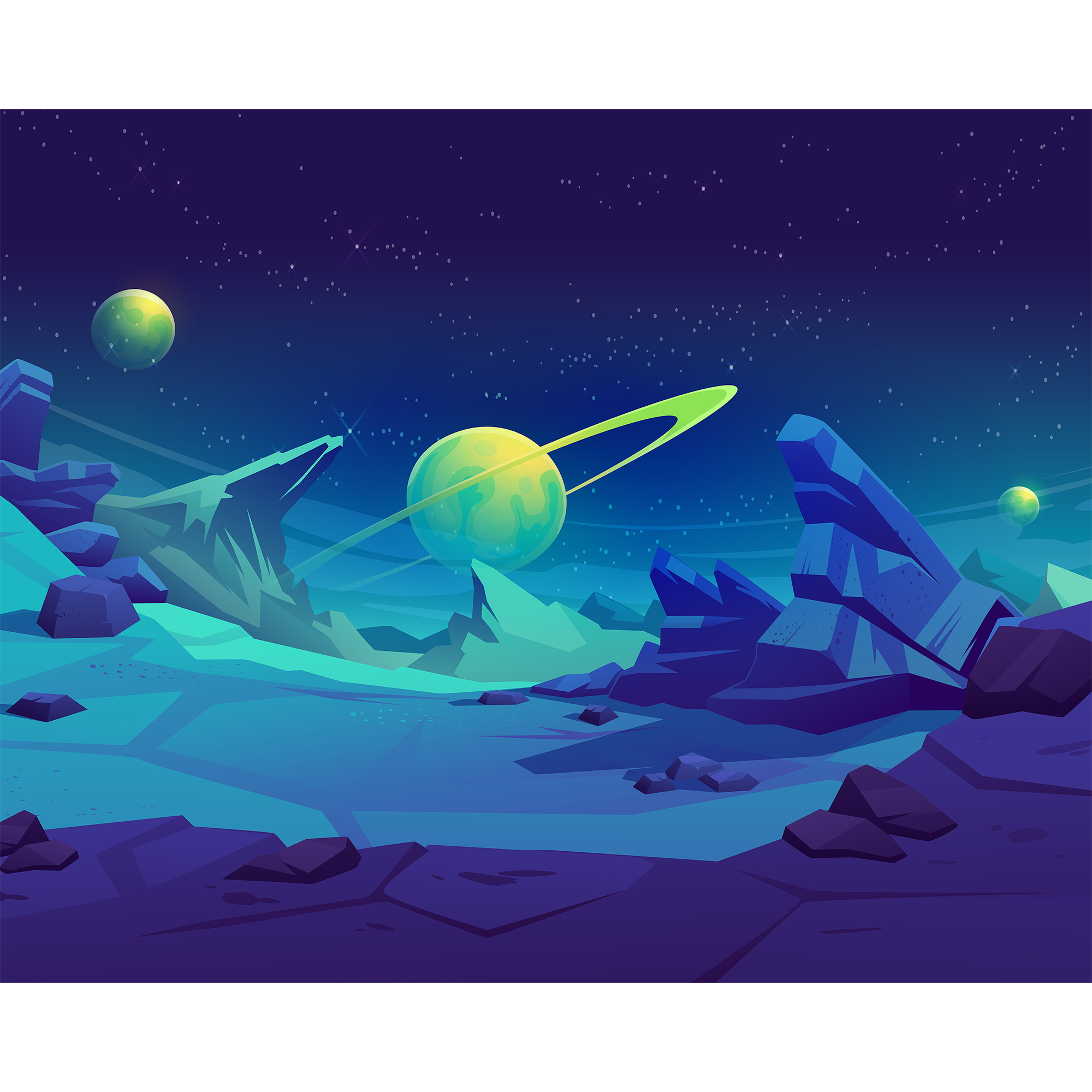 Space Landscape Blue Mural (Medium) by Origin Murals