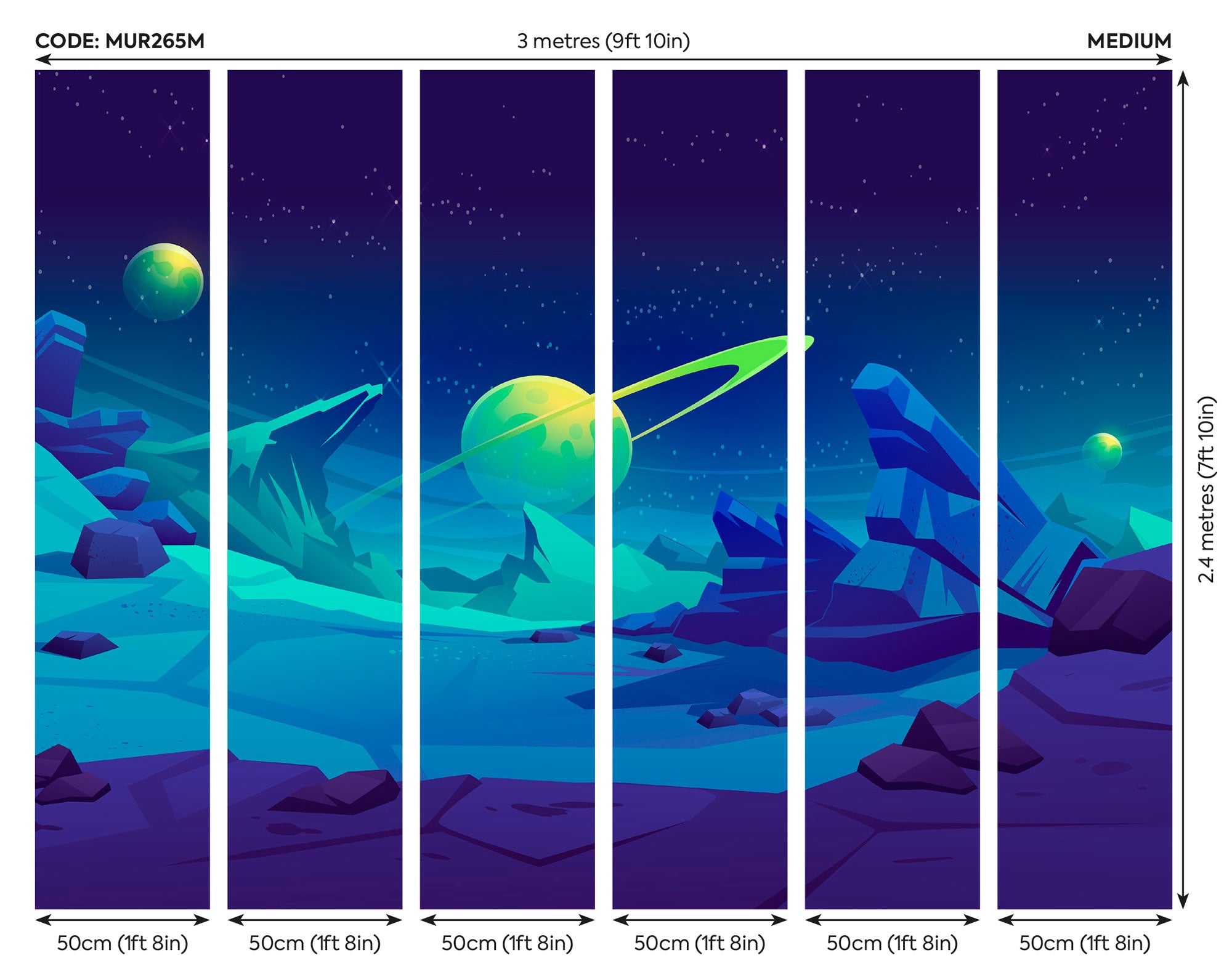 Space Landscape Blue Mural (Medium) by Origin Murals