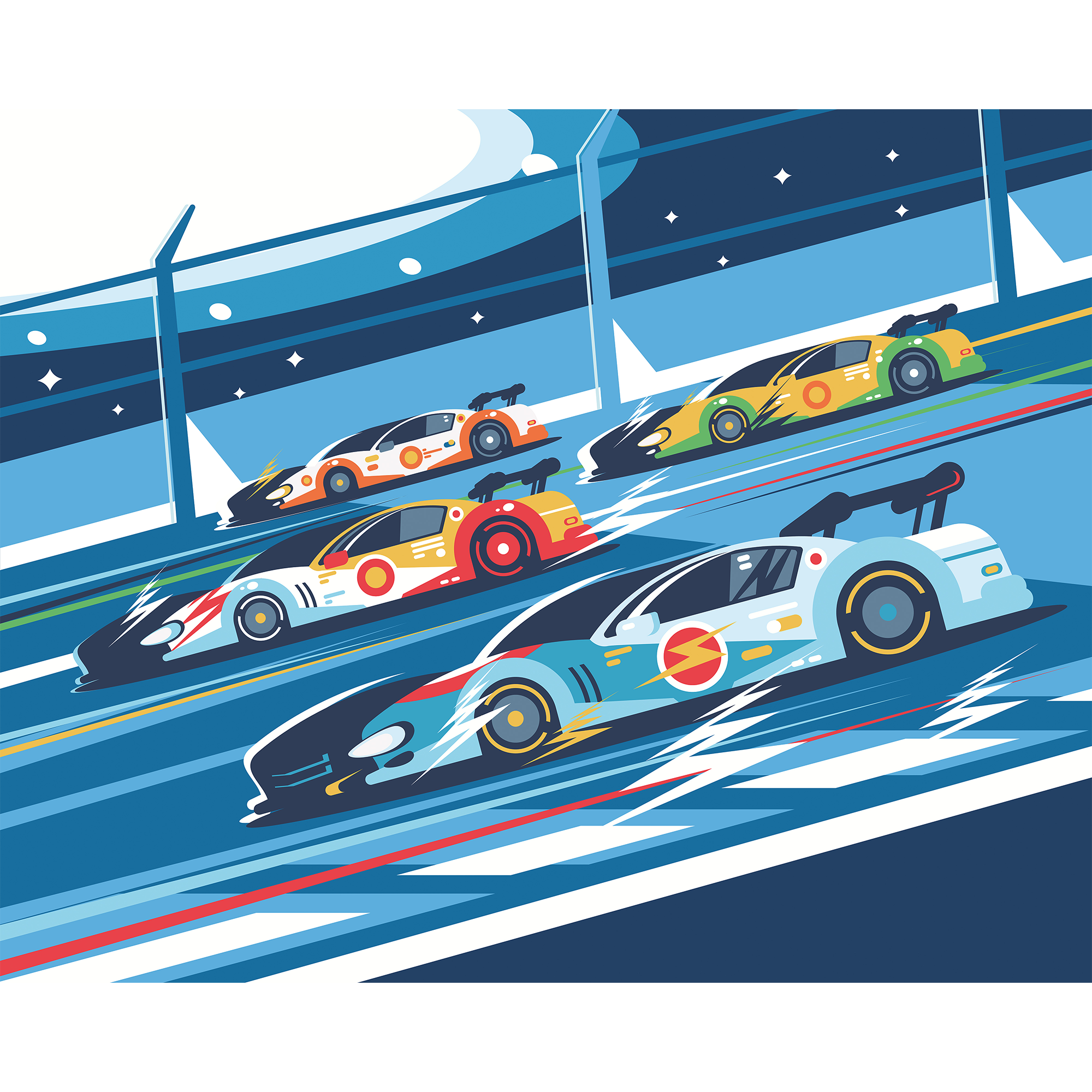 Sports Cars Blue Mural (Large) by Origin Murals