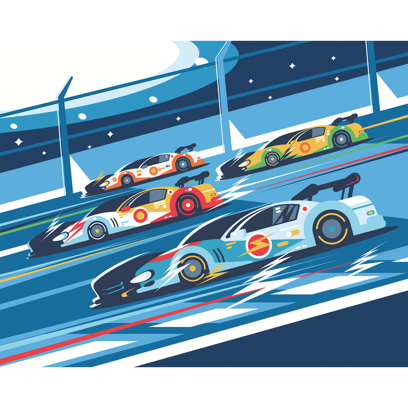 Sports Cars Blue Mural (Large) by Origin Murals