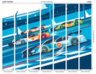 Sports Cars Blue Mural (Large) by Origin Murals
